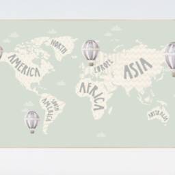 World Map Nursery Print Mint Green Kids Room Wall Art - thumbnail 2