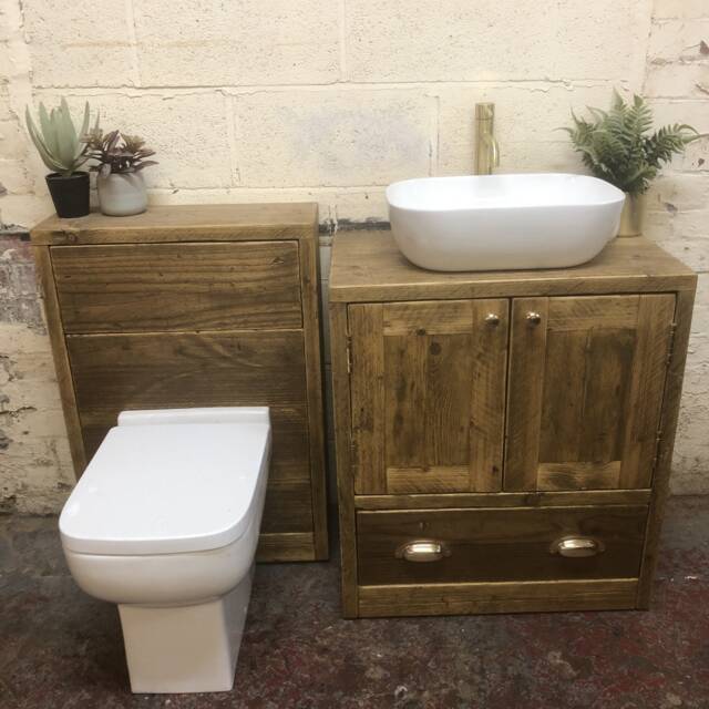 Hexham - Handmade Reclaimed Timber Bathroom Furniture Toilet & Basin Set Custom Vanity Units - image 1