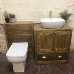 Hexham - Handmade Reclaimed Timber Bathroom Furniture Toilet & Basin Set Custom Vanity Units - thumbnail 1