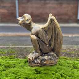 Sitting Gargoyle Statue Concrete Demon Figurine Cement Large Guardian Sculpture Outdoor Monster Halloween Art Lawn Ornament Gold Gift - thumbnail 2