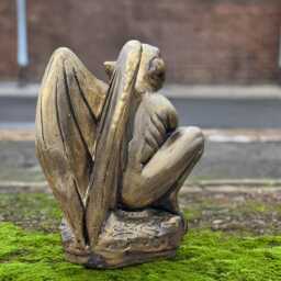 Sitting Gargoyle Statue Concrete Demon Figurine Cement Large Guardian Sculpture Outdoor Monster Halloween Art Lawn Ornament Gold Gift - thumbnail 4