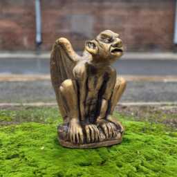 Sitting Gargoyle Statue Concrete Demon Figurine Cement Large Guardian Sculpture Outdoor Monster Halloween Art Lawn Ornament Gold Gift - thumbnail 3