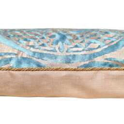 Fortuny Fabric Pillow Case Blue-Green & Silvery Gold Orsini Texture - Made in Italy - thumbnail 2