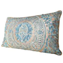 Fortuny Fabric Pillow Case Blue-Green & Silvery Gold Orsini Texture - Made in Italy - thumbnail 4