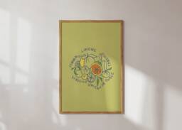 Poster Lime, Lemons & Orange Varieties/Art Print Dolce Vita Italy, Kitchen, Food, Amalfi, Picture, Kitchen Poster, Pattern, Green, Yellow - thumbnail 1