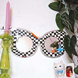 70S Black & White Check Sunglasses - thumbnail 2