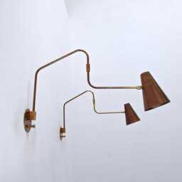 Mid Century Brass Wall Sconce - Italian Sputnik Swing Light - thumbnail 3