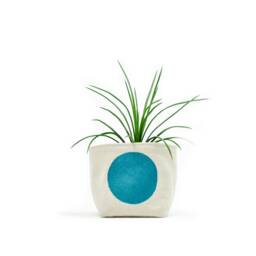Fabric Planter, Turquoise Dot, Medium 4 - thumbnail 1