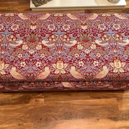 Upholstered Storagestool/Coffee Table in William Morris Strawberry Thief - thumbnail 2