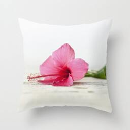 Pink Pillow - Flower Case Tropical Hibiscus Cover- 16x16 18x18 20x20 Cover - thumbnail 1