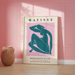 Blue & Pink Set Of 3 Abstract Henri Matisse Prints, Modern, Gallery Wall Art, Bedroom, Living Room Decor - thumbnail 2