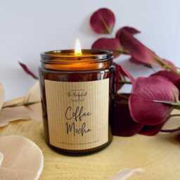 Coffee Mocha Rapeseed & Coconut Wax Candle - 150G Hand Poured Long Lasting Vegan Scented - thumbnail 2