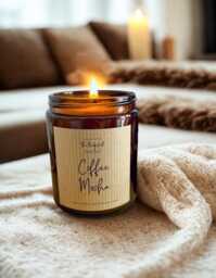 Coffee Mocha Rapeseed & Coconut Wax Candle - 150G Hand Poured Long Lasting Vegan Scented - thumbnail 1