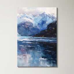 Patagonia Glacier 3 Panel Split Canvas Wall Art Cool Toned Mountain Landscape Scenic Ice Field Oil Painting Framed Home Decor - thumbnail 4