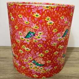 Dandelion Hedgehog Lampshade, Tula Pink Red Turquoise Fabric, Animal Decor - thumbnail 4
