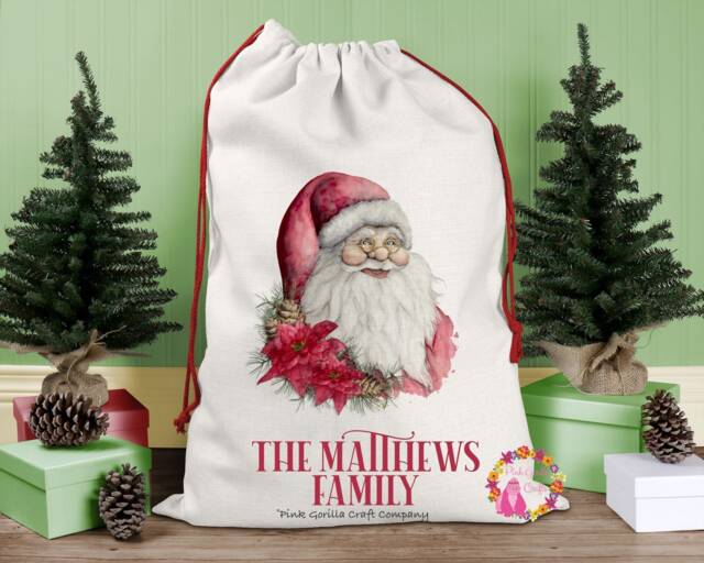 Christmas Sack, Santa Xmas Decoration, Personalised Gift, Bag, Custom - image 1