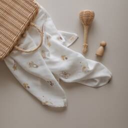Cosmix Swaddle, Soft Space Muslin Blanket, Planet Star Naturel Color Baby Organic Blanket - thumbnail 3