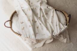 Cosmix Swaddle, Soft Space Muslin Blanket, Planet Star Naturel Color Baby Organic Blanket