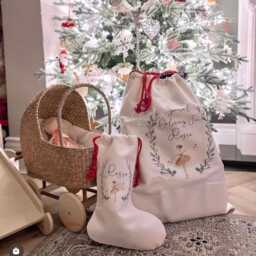 Personalised Christmas Sack, Stocking & Mug Set, Nutcracker Or Fairy Design, Matching Family Gifts, Linen Santa Sack With Name - thumbnail 2