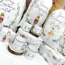 Personalised Christmas Sack, Stocking & Mug Set, Nutcracker Or Fairy Design, Matching Family Gifts, Linen Santa Sack With Name - thumbnail 4