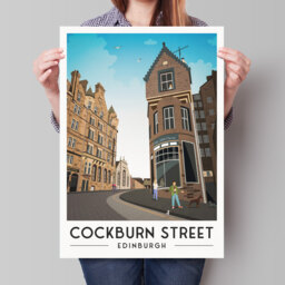 Cockburn Street, Edinburgh Travel Poster, Scottish Wall Art - thumbnail 1