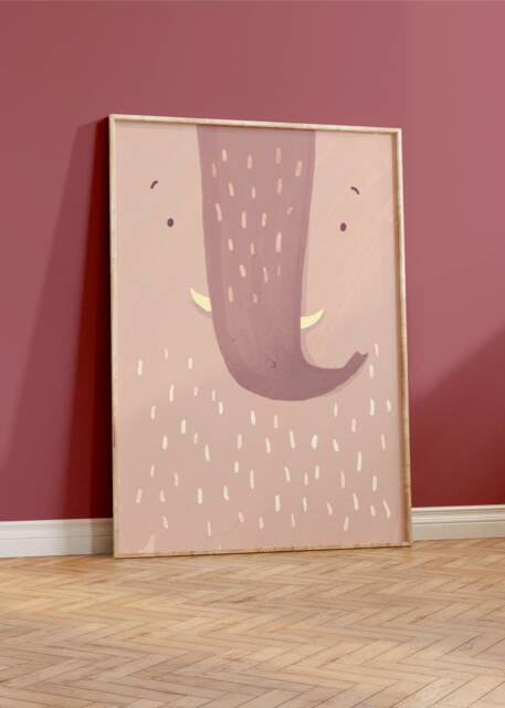 Enno Elephant Poster Old Pink I Safari, Jungle, Children's Room, Living Room Decoration, Poster, Download, Mural, Printable Picture Wall - image 1