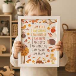 Personalised Affirmation Print Kids Woodland Nursery Decor - thumbnail 2