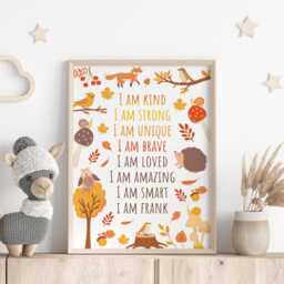 Personalised Affirmation Print Kids Woodland Nursery Decor - thumbnail 1