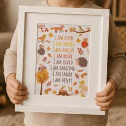 Personalised Affirmation Print Kids Woodland Nursery Decor - thumbnail 3