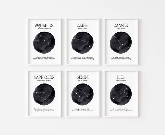 Zodiac Prints - Astrology Print Star Wall Art Celestial Sign Horoscope Spiritual Poster Constellation Bedroom - image 1