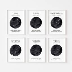 Zodiac Prints - Astrology Print Star Wall Art Celestial Sign Horoscope Spiritual Poster Constellation Bedroom - thumbnail 2