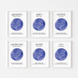 Zodiac Prints - Astrology Print Star Wall Art Celestial Sign Horoscope Spiritual Poster Constellation Bedroom - thumbnail 3