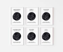 Zodiac Prints - Astrology Print Star Wall Art Celestial Sign Horoscope Spiritual Poster Constellation Bedroom - thumbnail 1
