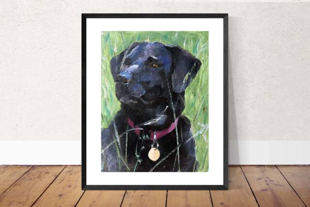 Black Labrador Dog Painting Fine Art Print Or Original Oil - image 1