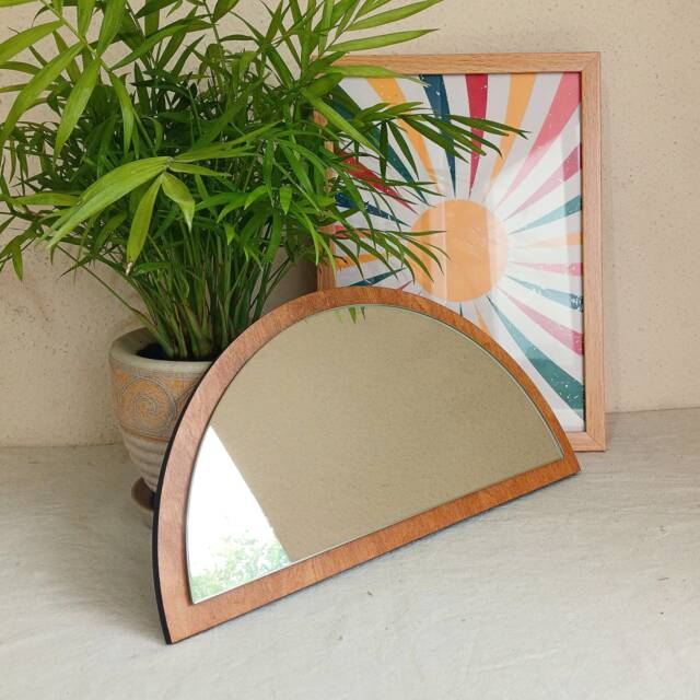 Half Circle Wall Mirror Decor, Moon Hanging Mirror, Arched Geometric Arch Sun Glass Modern - image 1