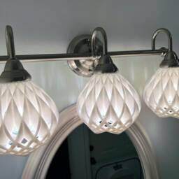 Geometric Flower 3-Light Bathroom Vanity Fixture By Photon Reef 3D Print Studio - thumbnail 3