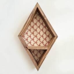 Diamond Shelf/Geometric Shelf, Boho Wall Decor, Rustic Home Floating Plant Retro Bohemian Style, Wood Shelf Hanging - thumbnail 2