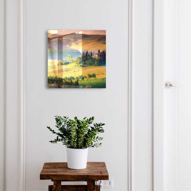 Tuscan Idyll Wall Mounted Key Cabinet, Yellow Industrial Box, Photographic Landscapes, For Lovers Of Nature & Peace - image 1