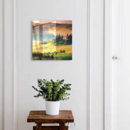 Tuscan Idyll Wall Mounted Key Cabinet, Yellow Industrial Box, Photographic Landscapes, For Lovers Of Nature & Peace - thumbnail 1
