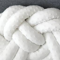 Decorative White Cushion in Infinity Knot, Minky Plush Flat Knot Pillow, Cozy Home Accent - thumbnail 3