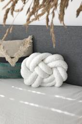 Decorative White Cushion in Infinity Knot, Minky Plush Flat Knot Pillow, Cozy Home Accent
