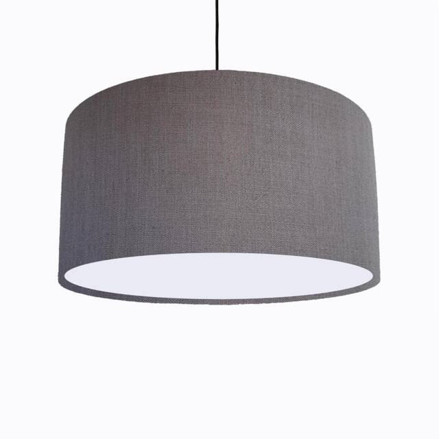 Grey Lampshade in Linen With White Lining, Textured Large Ceiling Lightshade - image 1