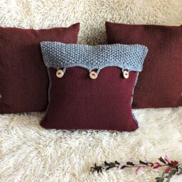 Knit Pillow Cushion Hand Knitted Throw Case Chunky Cover Red Sweater Cushion Decorative Handmade Rustic Home Decor - thumbnail 3