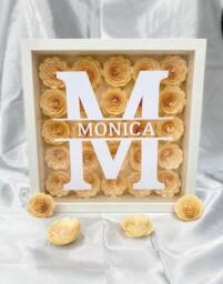 Personalised Shadow Box Frame Paper Flowers - Custom Name Wall Art Handmade Gift For Her, Birthday, Anniversary, Home Decor, Photo