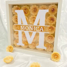 Personalised Shadow Box Frame Paper Flowers - Custom Name Wall Art Handmade Gift For Her, Birthday, Anniversary, Home Decor, Photo - thumbnail 3