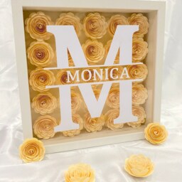 Personalised Shadow Box Frame Paper Flowers - Custom Name Wall Art Handmade Gift For Her, Birthday, Anniversary, Home Decor, Photo - thumbnail 2