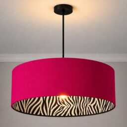 New Luxury Hq Double Sided Hot Pink Velvet & Zebra Animal Black White Fabric Combination Lamp Shade Pendant Light - thumbnail 3