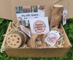 Father's Day Birds & Bees Gift Set With Plantable Card - Eco Friendly Bee Hotel Gardener Wild Flower Seeds Bird Feeder Dad - thumbnail 1