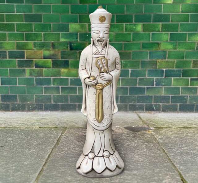 Outdoor Chinese Man Sculpture Concrete Asian Figurine Garden Feng Shui Statue Tradition Decoration Ancient Oriental Ornament Gift - image 1
