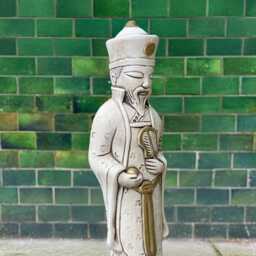 Outdoor Chinese Man Sculpture Concrete Asian Figurine Garden Feng Shui Statue Tradition Decoration Ancient Oriental Ornament Gift - thumbnail 2